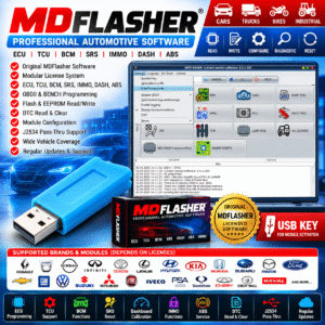 MDFlasher ECU programmer USB key with modular ECU TCU BCM SRS automotive programming software