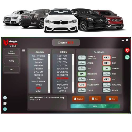 Automotive ECM Tuning Software Magic Solution for DPF EGR ADBLUE CAT IMMO OFF Remapping MagicSolution 1Month Subscription