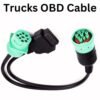 9 Pin Trucks OBD Diagnosis Connector 9 Pin to OBD2 16 Pin Interface Truck Y‑Cable Adapter OBDII Y Splitter Truck Male to Female Cable for Heavy Duty J1939 Diagnosis