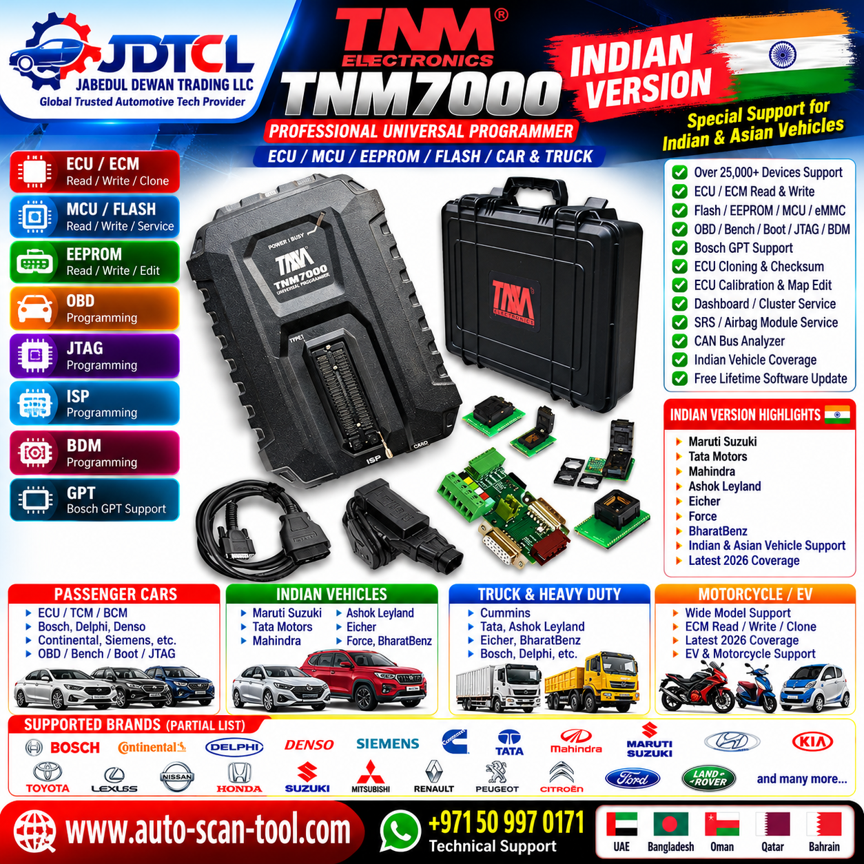 TNM7000E ECU-KIT Indian Version ECU MCU EEPROM programmer with OBD JTAG ISP BDM and GPT support