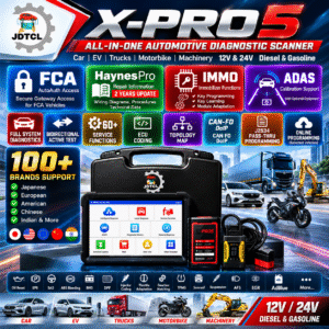 JDTCL X-PRO5 all-in-one automotive diagnostic scanner with FCA, HaynesPro, IMMO and ADAS support
