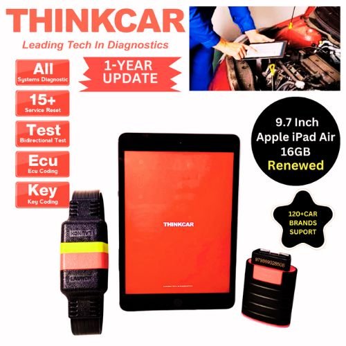 Thinkdiag OBD2 Car Scanner Bluetooth, All System Bidirectional scan Tool OE Level Diagnostic Tool with ECU Key Coding,15+ Reset Service All Software 1 Year 9.7″ Apple Tablet