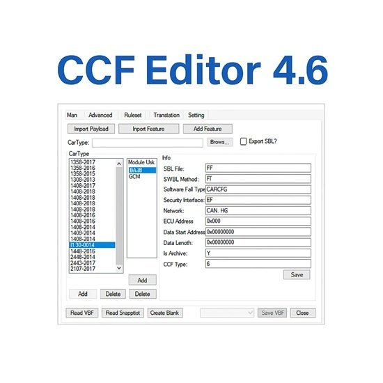JLR CCF Tools Editor Software 4.6 For Land Rover & Jaguar Coding