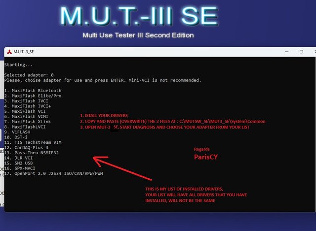 Mitsubishi MUT-3 J2534 Drivers for any VCI Sm2,CarDiag,Bosch,Autel,Actia, Openport