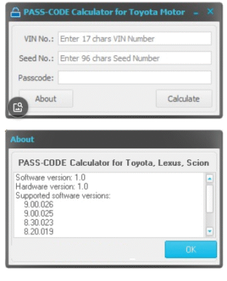 Pass-Code Calculator for Toyota, Lexus, Scion Key Programming