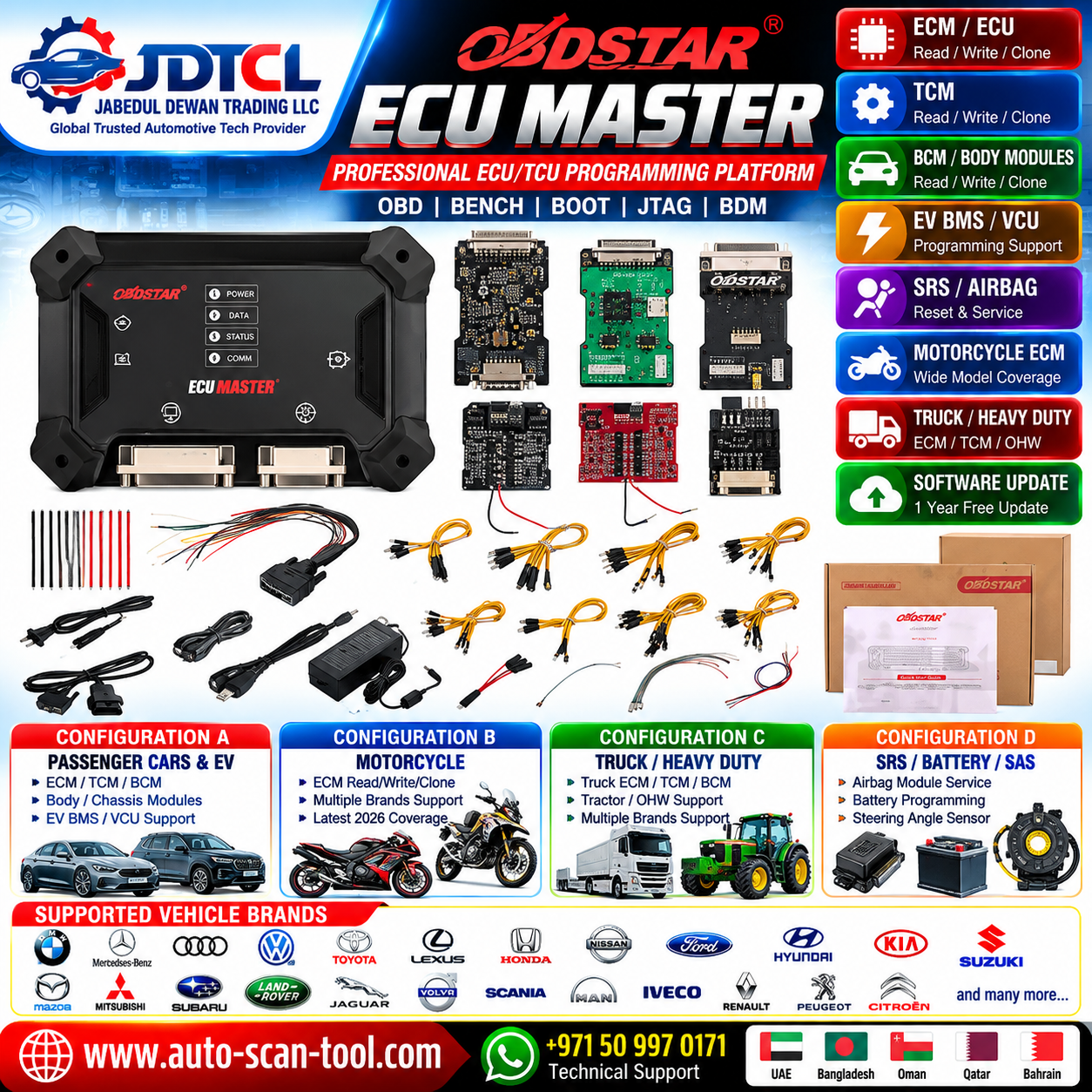 OBDSTAR ECU MASTER professional ECU TCU programmer with OBD Bench Boot JTAG and BDM support