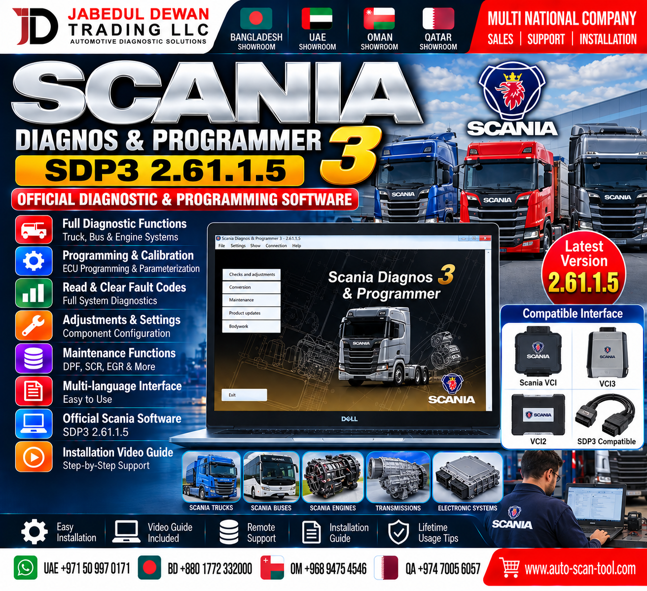 Scania Diagnos and Programmer SDP3 2.61.1.5 truck diagnostic software - Jabedul Dewan Trading LLC