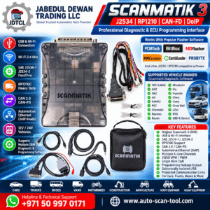 Scanmatik 3 SM3 J2534 CAN-FD RP1210 DoIP ECU programming and automotive diagnostic interface