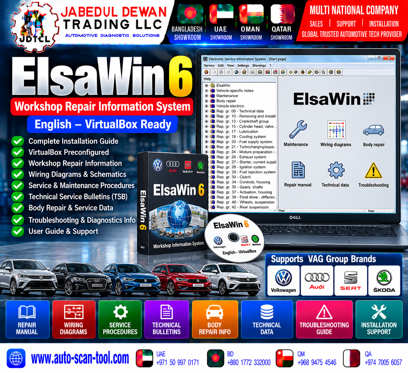 ElsaWin 6 English VirtualBox workshop repair information and installation support - JDTCL