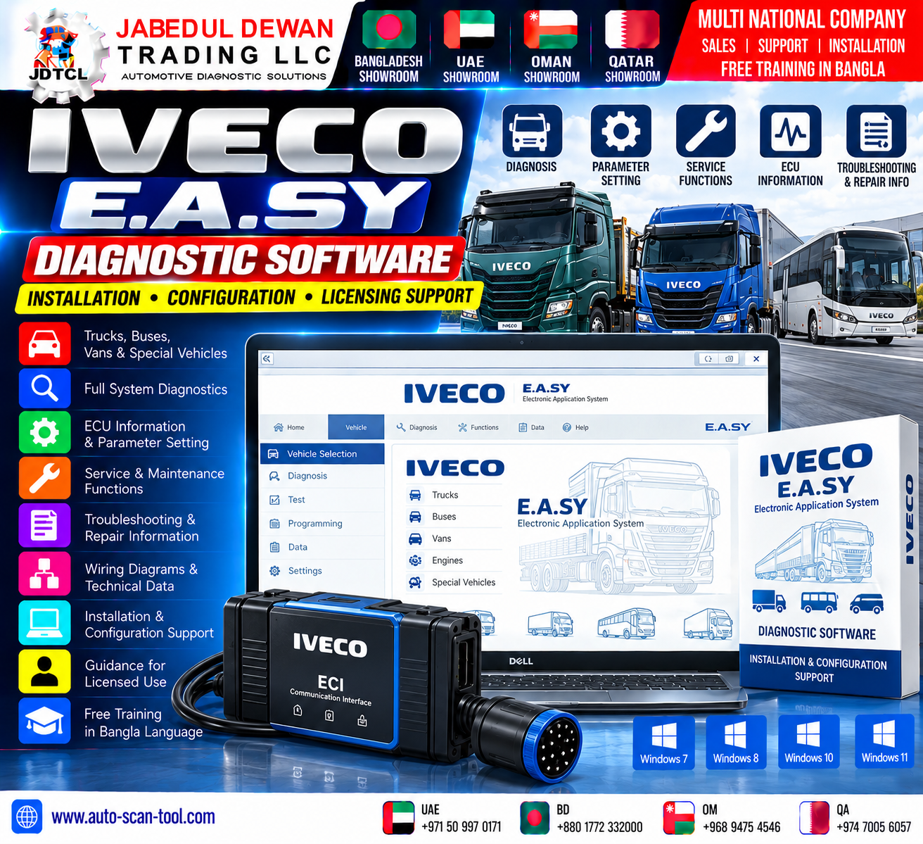 IVECO E.A.SY diagnostic software installation configuration and authorized licensing support - Jabedul Dewan Trading LLC