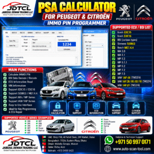JDTCL PSA Calculator Peugeot Citroen ECU BSI diagnostic software